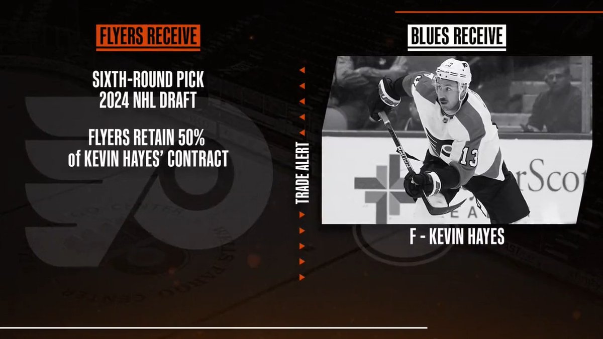 OFFICIAL: We have acquired a sixth-round pick in the 2024 NHL Draft from St. Louis in exchange for forward Kevin Hayes.
