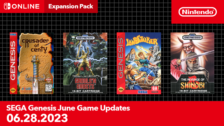 Four classic SEGA Genesis games have just been made available for #NintendoSwitchOnline + Expansion Pack members! ☑️ Ghouls ‘n Ghosts ☑️ Crusader of Centy ☑️ Landstalker ☑️ The Revenge of Shinobi
