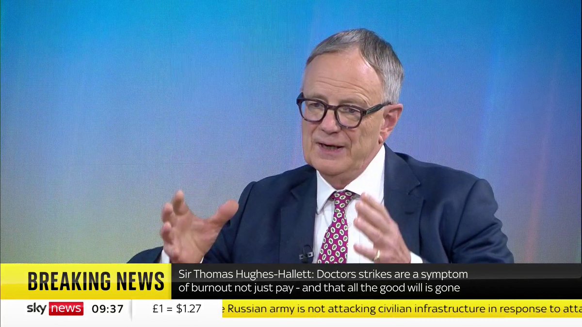Doctors' strikes are a symptom of burnout says former NHS hospital chair Tom Hughes-Hallett on senior doctors voting in favour to strike over pay next month. #KayBurley LH