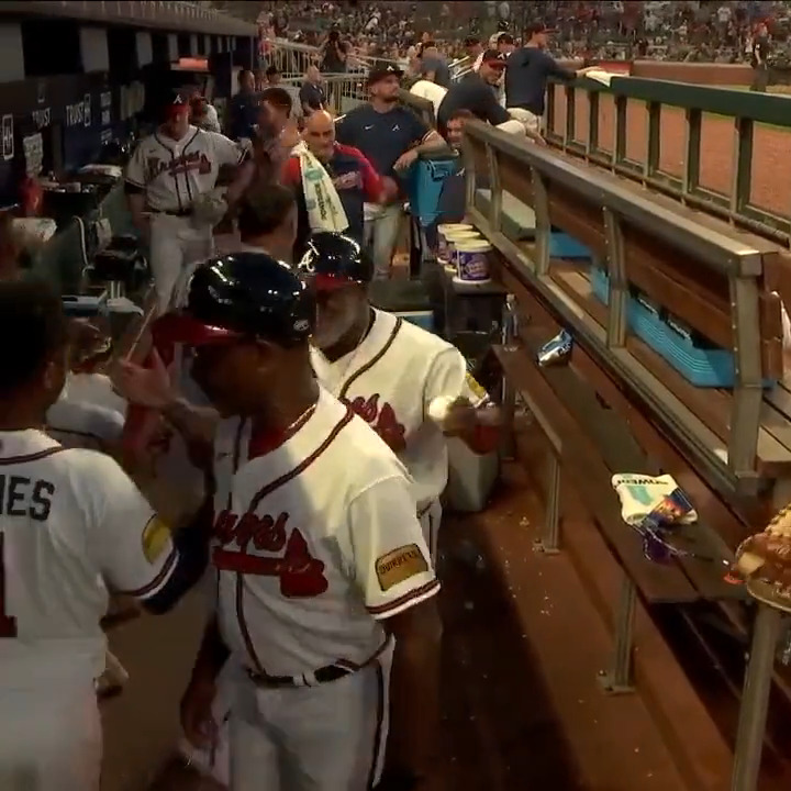 The Wash + EY dugout reaction to this Ozzie Albies and Orlando Arcia gem is pure joy.