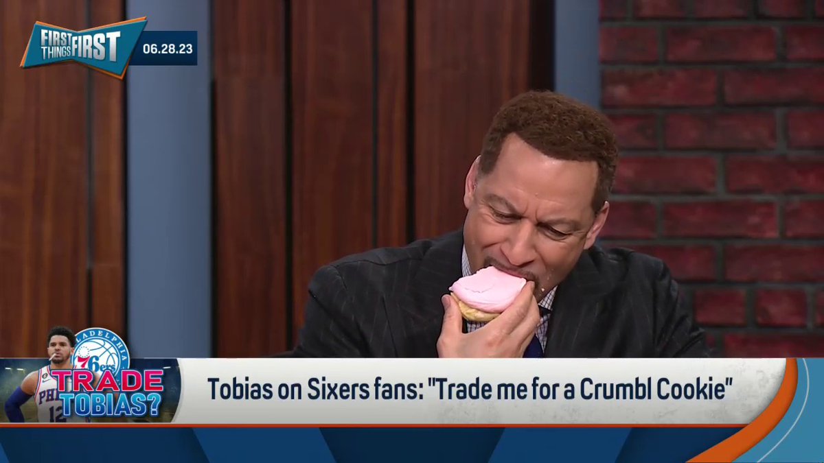 .Chris Broussard, you trading Tobias Harris for a Crumbl Cookie too? @CrumblCookies 👀🤣
