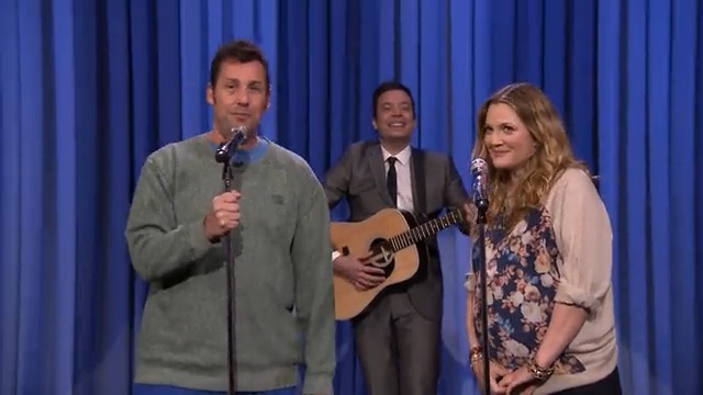 .Adam Sandler &amp; Drew Barrymore perform a duet about being in a romantic comedy together every 10 years. #FallonFlashback