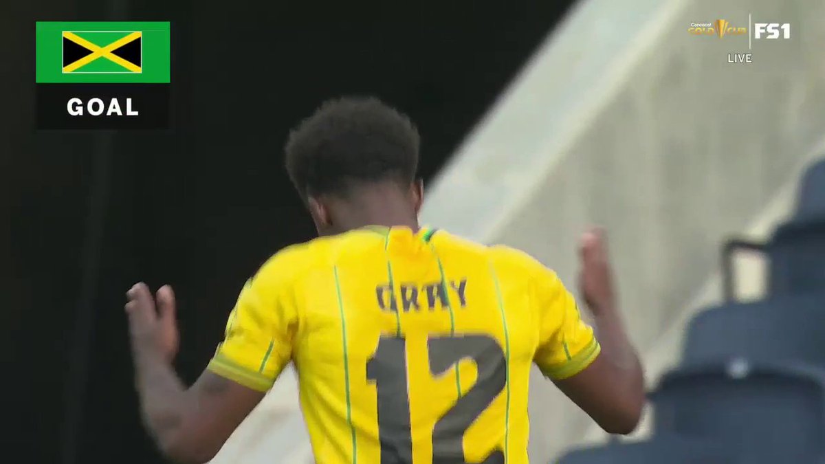 Birthday boy Demarai Gray gets his first goal for Jamaica and opens the scoring vs. Trinidad and Tobago 🎁 (via FOX Soccer)