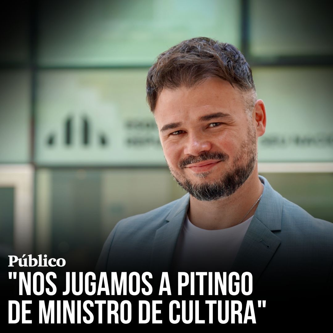 🗣️ Rufián: "A Pitingo de ministro de Cultura, Ortega Smith de ministro de Justicia, Bertín Osborne con un especial el sábado por la noche, Arévalo presentando el telediario, José Manuel Soto sacando discos y presentando un programa musical… Parece broma, pero nos jugamos eso"