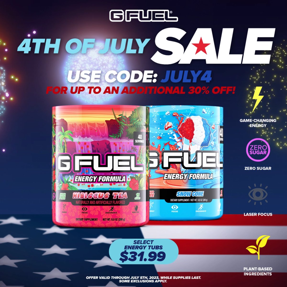 โค๏ธ ๐๐๐๐ + ๐ฅ๐ง + ๐๐ข๐ ๐ ๐๐ก๐ง "๐ ๐๐จ๐๐" TO WIN A #GFUEL ITEM OF YOUR CHOICE!!! 2 winners picked next week in honor of our #4thofJuly SALE! ๐บ๐ธ CODE "JULY4" = EXTRA 30% OFF! ๐ ๐ฆ๐๐ข๐ฃ: