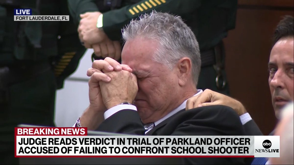 BREAKING: A jury finds Parkland officer, Scot Peterson, not guilty on all counts. He was accused of failing to confront the school shooter in 2018.