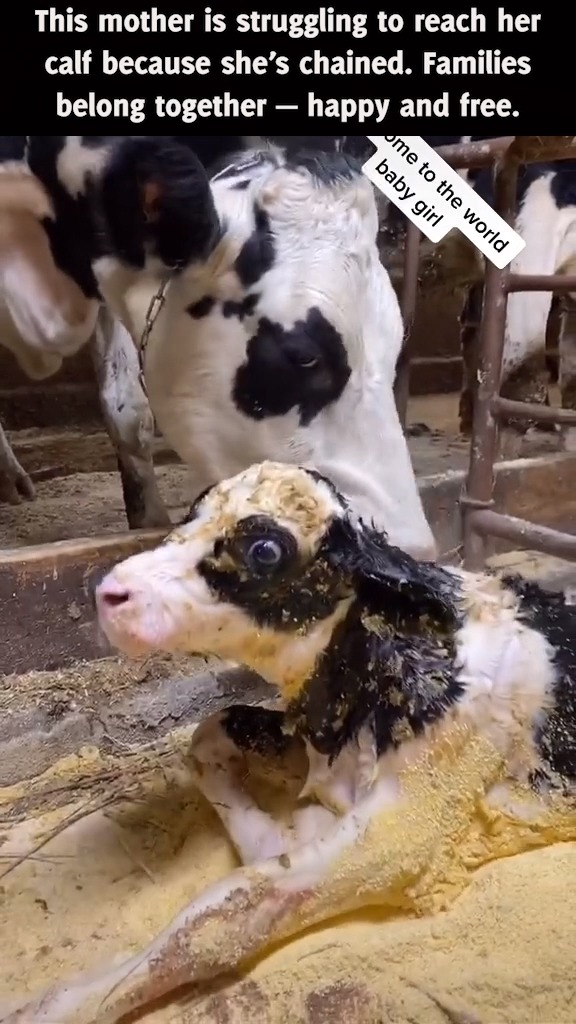 This calf will never know the warmth of a mother, be able to suckle whenever they’re hungry, or live a free and happy life. The dairy industry tears families apart.