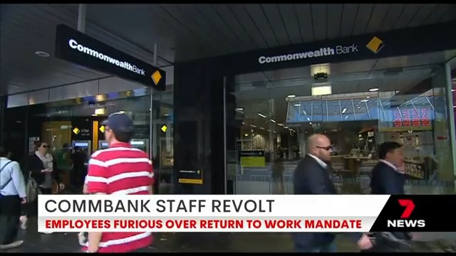 Staff at the @CommBank have threatened to quit their jobs following a company-wide mandate for workers to return to the office. From mid-July, 49,000 employees will be required to attend work in-person at least 50 per cent of the time. #7NEWS