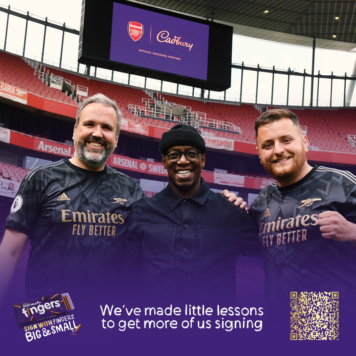 #ad 🍫 We're thrilled to announce our partnership with Cadbury is set to continue, with a sustained focus on community engagement. To celebrate, Ian Wright joined forces with two passionate deaf Arsenal supporters 🥰 📺 Watch the full video with Wrighty, Max and Christopher 👇