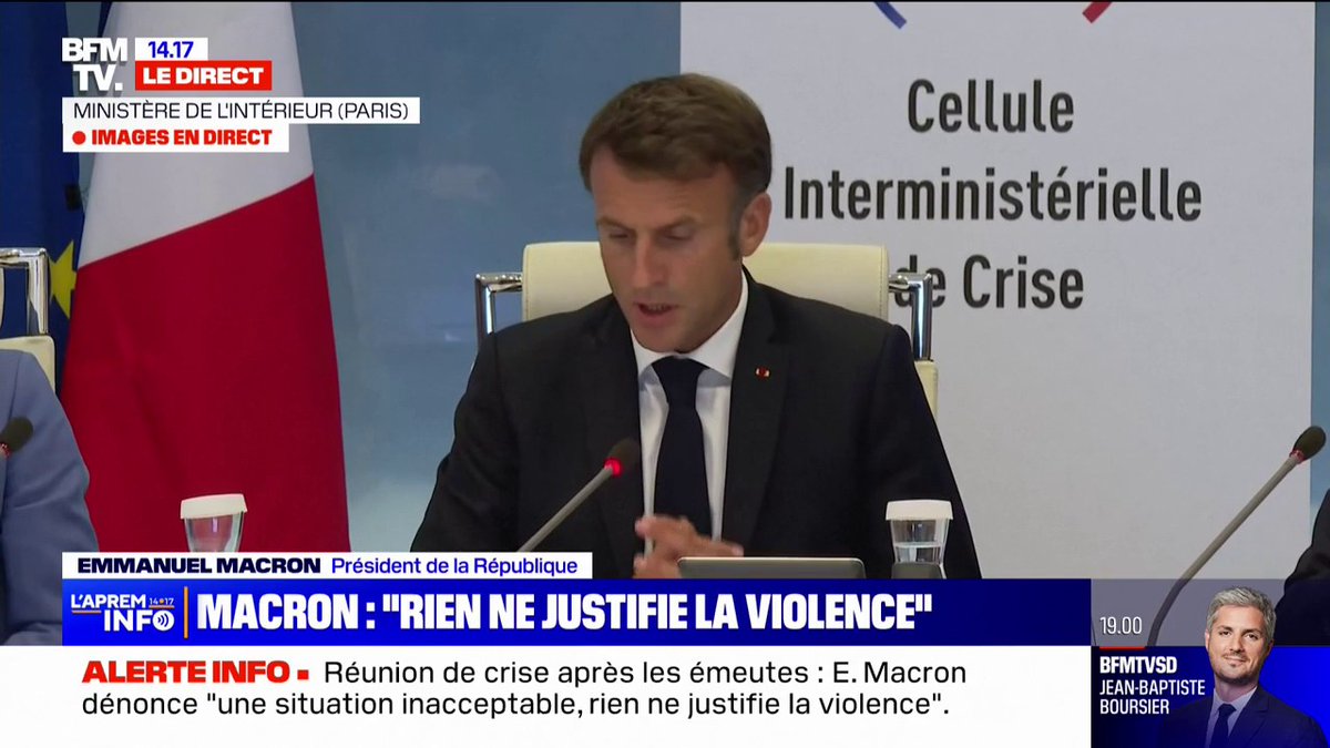 🔴⚡️ « On a le sentiment que certains [jeunes] vivent dans la rue les jeux vidéos qui les ont intoxiqués. » estime Emmanuel Macron.
