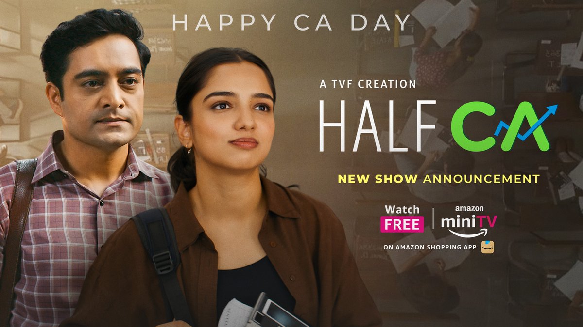 On the occasion of the 75th Chartered Accountancy Day -The Viral Fever & Amazon miniTV bring to you our new show -Half CA! Join us on an unforgettable journey of CA aspirants, as we delve into the challenges and triumphs they face on the path to becoming a CA #HalfCA coming soon