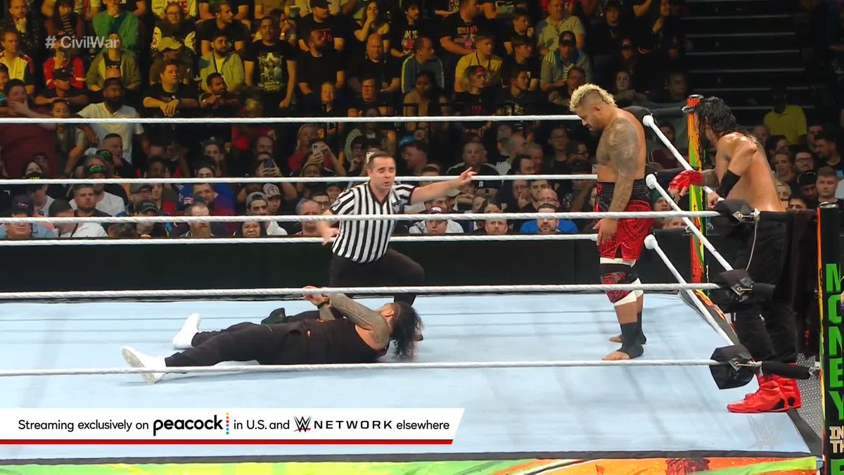 London is getting inside the head of Roman Reigns at #MITB! #CivilWar