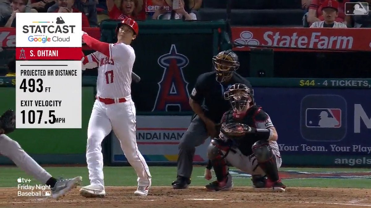 Word is that Ohtani's home run is still in orbit. (MLB x @GoogleCloud)