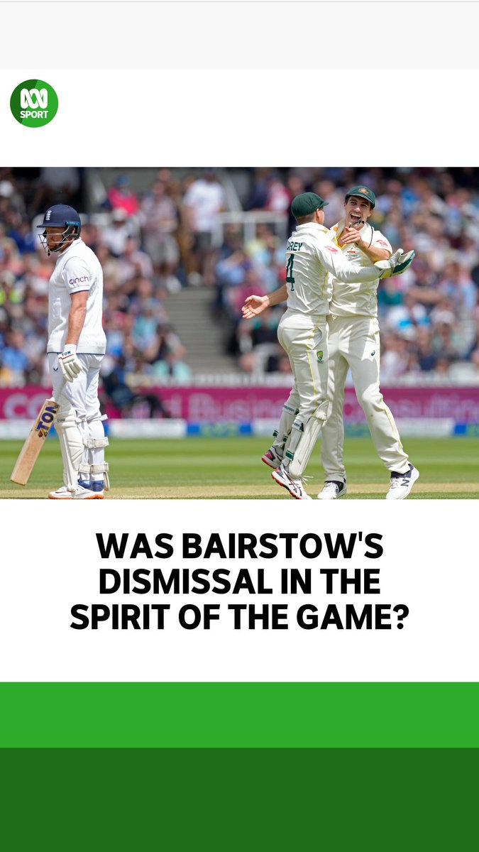 🏏⚱️ "This will be ugly … that is going to go down really badly." What do you think? Was Jonny Bairstow's dismissal in the spirit of the game? 📻📱 Listen live on the ABC listen app: 📰 Live blog: 🎥 Test Match Special #ENGvAUS #Ashes