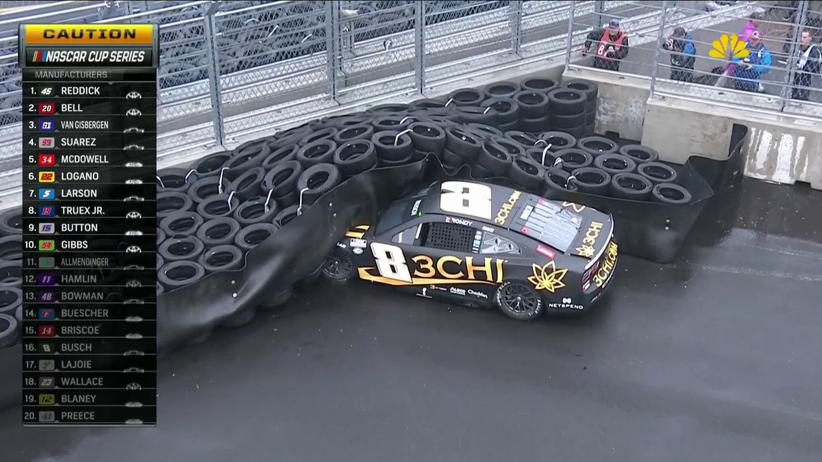 'Kyle Busch SLIDES into the tire barrier! #NASCARChicago 📺 : NBC Entertainment and Peacock