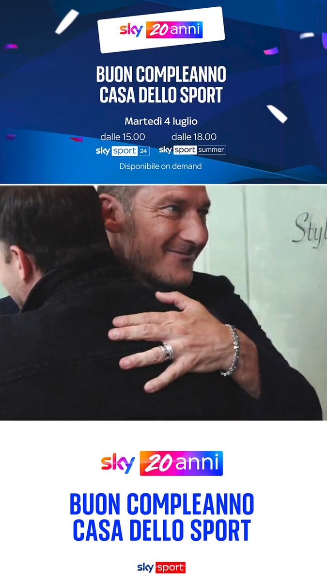 𝐁𝐮𝐨𝐧 𝐜𝐨𝐦𝐩𝐥𝐞𝐚𝐧𝐧𝐨 𝐜𝐚𝐬𝐚 𝐝𝐞𝐥𝐥𝐨 𝐬𝐩𝐨𝐫𝐭 Martedì 4 luglio: dalle 15.00 su Sky Sport 24 e dalle 18.00 su Sky Sport Summer #SkySport #Sky20anni