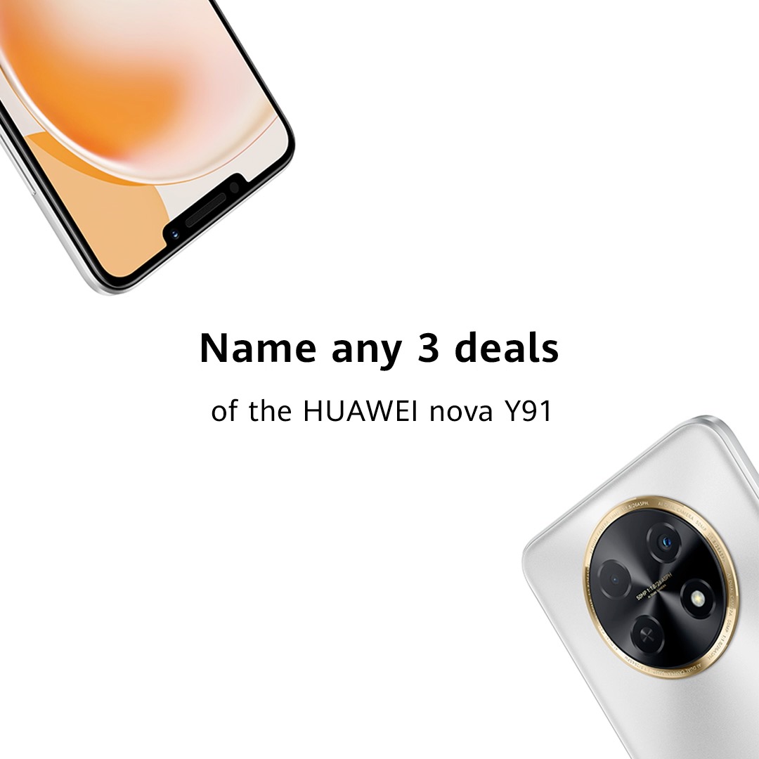 Stand a chance to WIN a HUAWEI nova Y91 🥳 All you need to do is name any 3 deals available on the HUAWEI nova Y91 in the comments. Don't forget to tag 3 friends and use #HUAWEInovaY91 with your answers 🙌 Ts &amp; Cs apply 👉