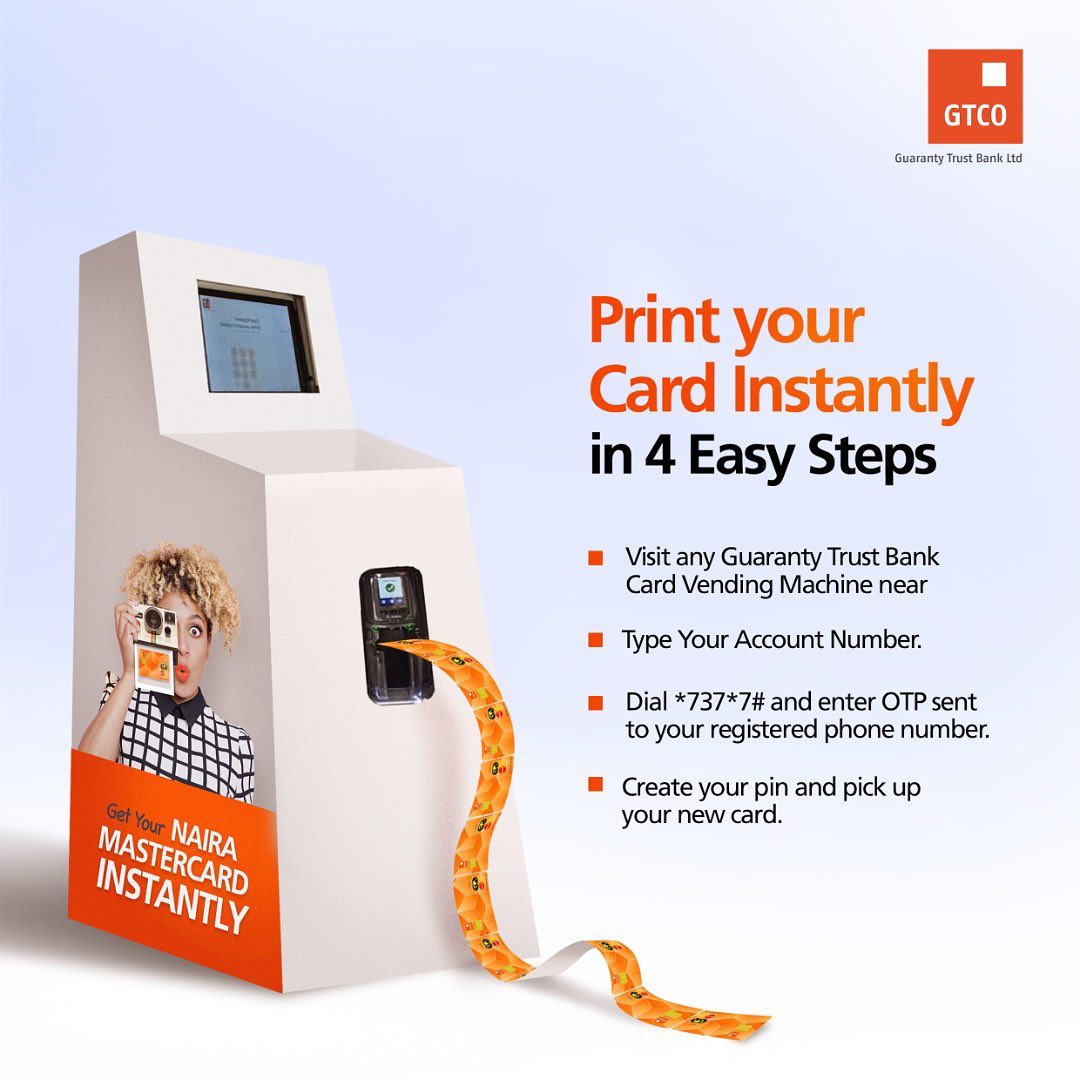 Get your debit card hassle-free! 💳💨 Print your card instantly in minutes with our card printing machines.