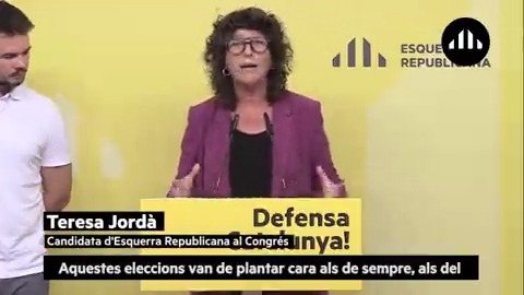 🎥[VÍDEO] Teresa Jordà: "Aquestes eleccions van de plantar cara als de sempre, al ❌ règim del 78. Hem de votar per preservar el que som, no són unes eleccions més, ens hi juguem absolutament tot. Les llibertats i els drets més bàsics i el que som com a poble"