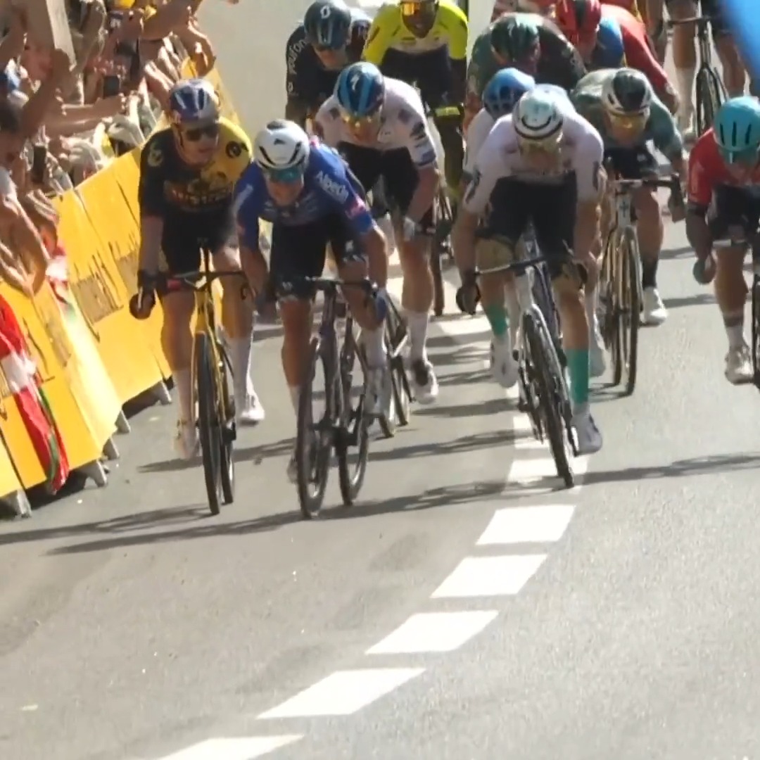 Fireworks at the finish on the first Tour de France sprint stage! #TDF2023 📺: Peacock