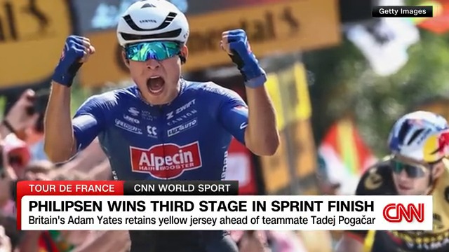 Jasper Philipsen edged out the competition in a bunch-sprint finish to capture stage 3 at the Tour de France