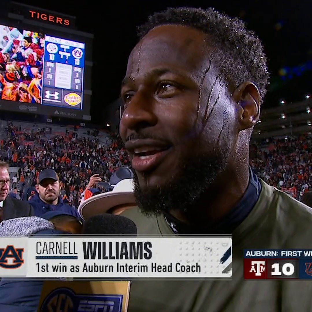 A packed Jordan-Hare Stadium celebrating Cadillac's first win as interim HC 👏👏 Auburn being Auburn. Auburn Football | #SECNTakeover