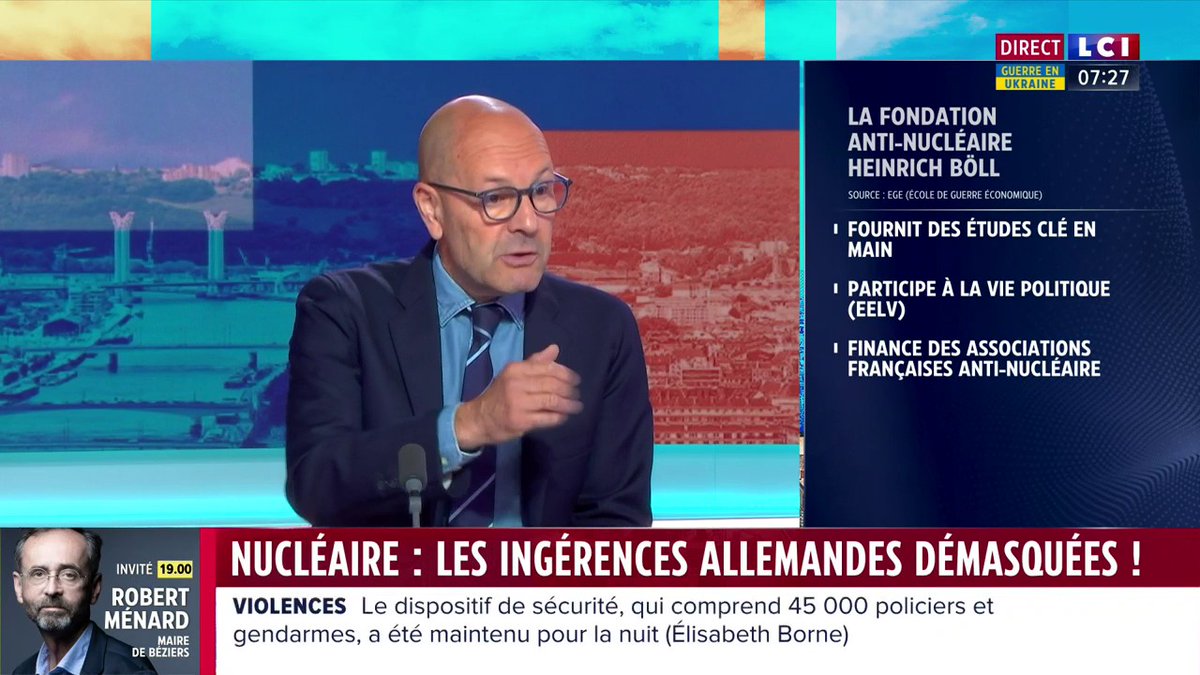 Le dernier rapport de l'Ecole de Guerre Economique est en train de remuer les relations franco-allemandes... Il évoque l'ingérence des fondations politiques allemandes et le sabotage de la filière nucléaire française. C'est l'édito économique de PERRI sur LCI