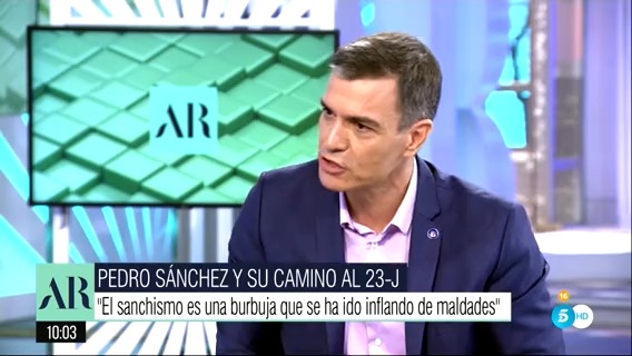 En el pasado, si hubo un presidente del Gobierno del que los medios de comunicación publicaron SMS de apoyo a un corrupto como fue Bárcenas. El problema, es que hoy no tienen nada contra mí porque yo soy un político limpio. Pedro Sánchez en El Programa de Ana Rosa #LaMejorEspaña