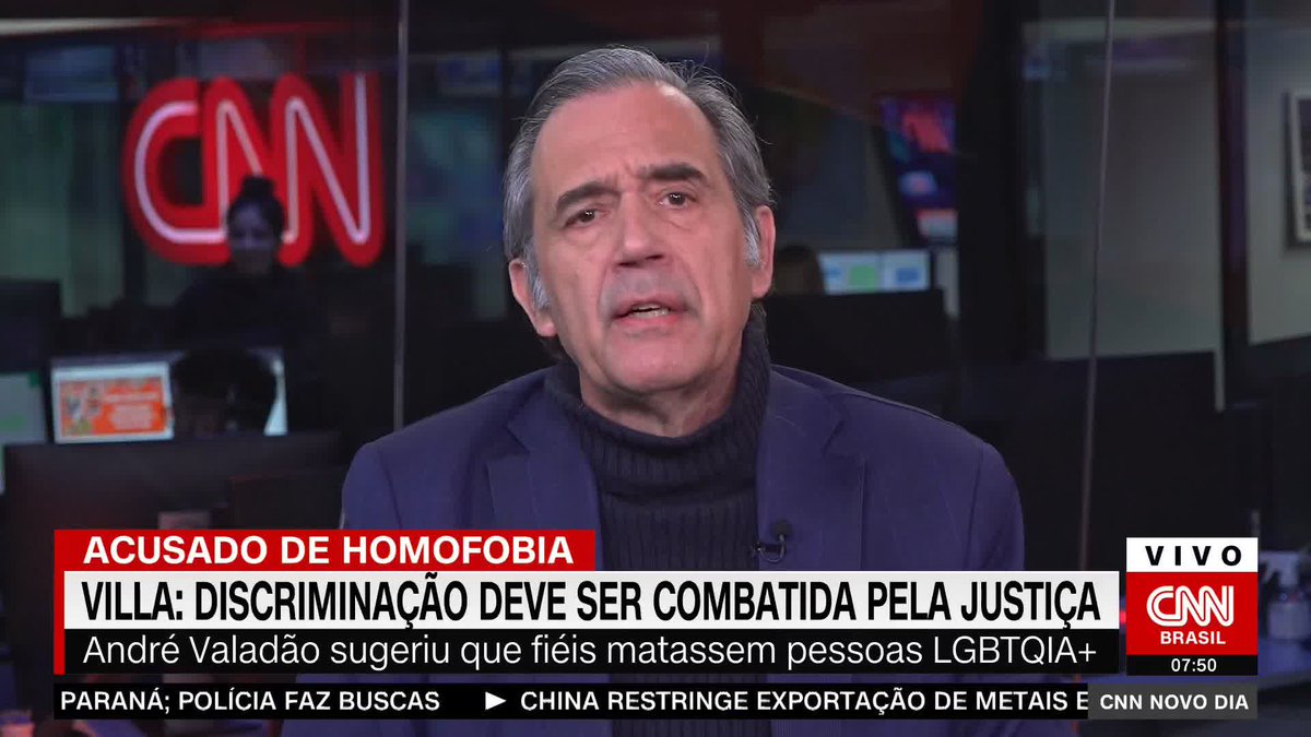 O comentarista da CNN Marco Antonio Villa analisou a notícia sobre a acusação de homotransfobia do pastor André Valadão. Villa condenou as falas e disse que o fanatismo religioso praticado por André Valadão "não pode transcender a legislação". #CNNNovoDia
