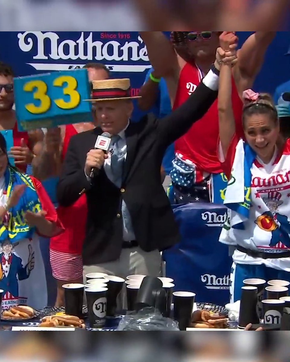 MIKI SUDO EATS 39.5 HOT DOGS TO CLAIM HER NINTH NATHAN'S FAMOUS HOT DOG CONTEST‼️