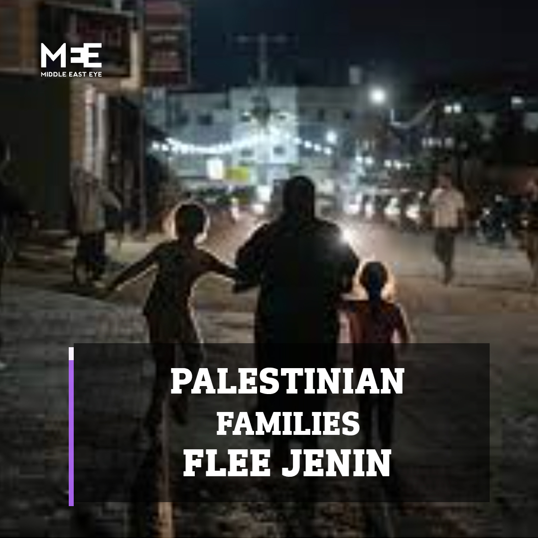 Around 3,000 Palestinian civilians fled their homes in the Jenin refugee camp as Israel's large-scale military campaign entered its second day. Israeli forces fired tear gas at Palestinian families, many of whom carried young children, as they attempted to escape.