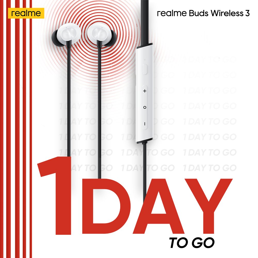Brace yourself to experience a new level of clarity with the #realmeBudsWireless3! Only 24 hours left to vibe with the best and #ShowOffThatBass. Know more: