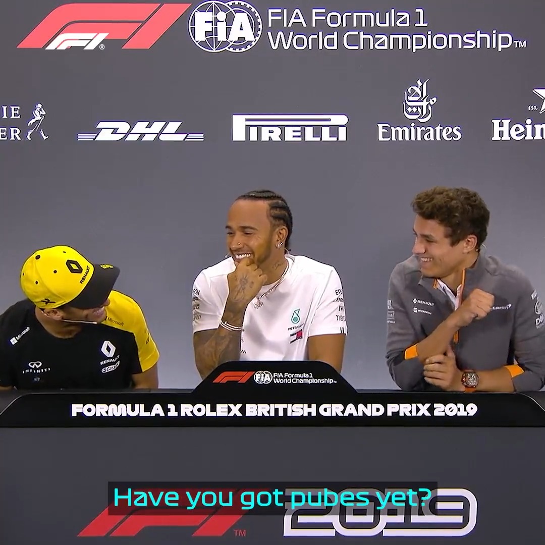 An iconic moment in Formula 1's press conference history 😆 Daniel Ricciardo causing Lando Norris to break down into tears of laughter 😂 #BritishGP #F1 McLaren Mastercard Formula 1 Team