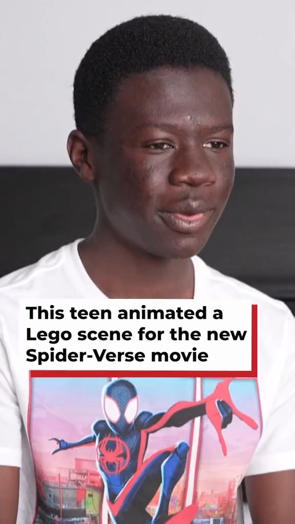 The 14-Year-Old Who Got Hired to Animate on ‘#SpiderMan: #AcrossTheSpiderVerse’ After Recreating the Film’s Trailer Shot-for-Shot in LEGO Style. 🎥: CBC News