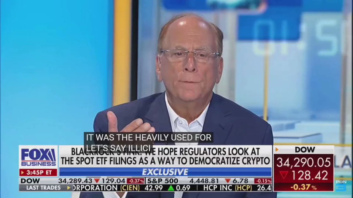 JUST IN: $9 trillion asset manager BlackRock CEO says crypto is digital gold and "#Bitcoin is an international asset."