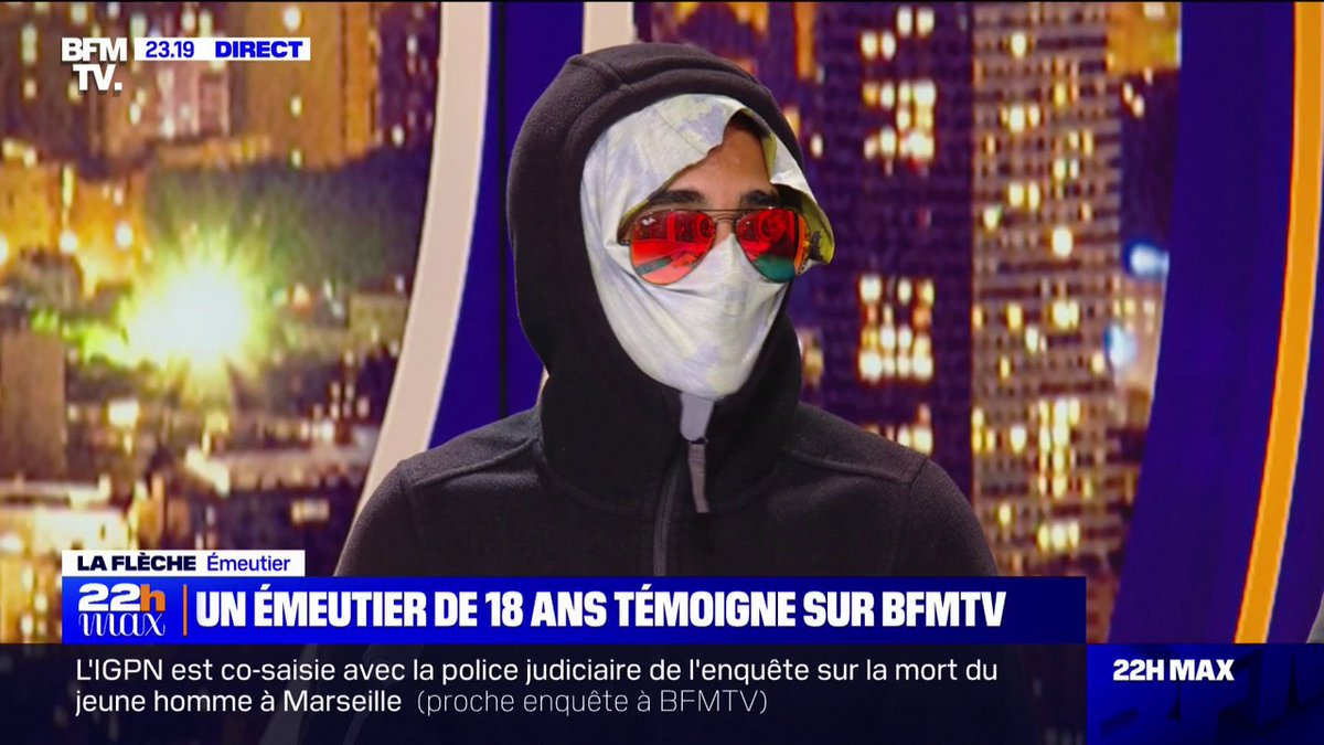 💬 "Ça m'est arrivé de tirer sur les policiers au mortier" ➡ Un émeutier de 18 ans témoigne sur BFMTV