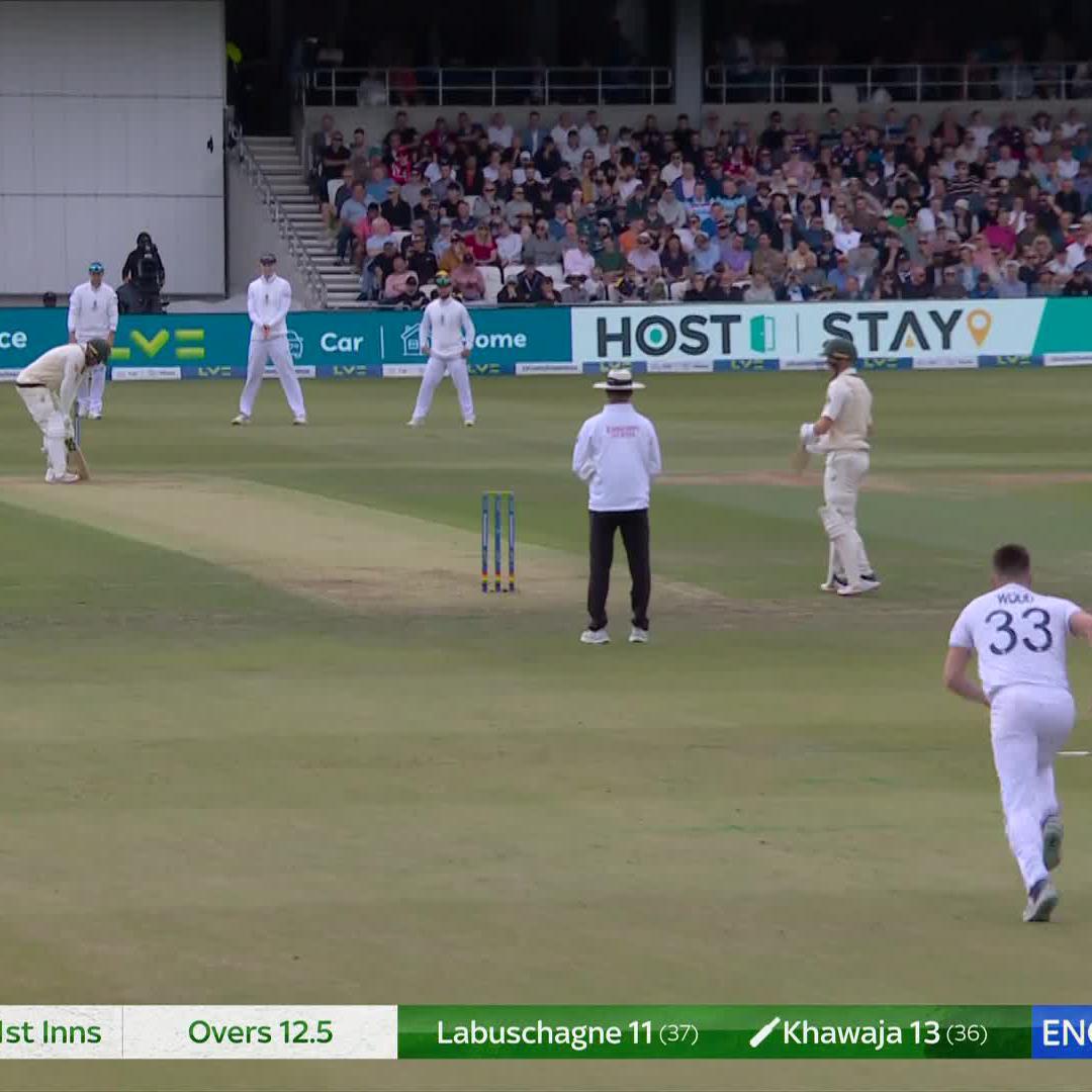 It's full and straight and far too quick for Usman Khawaja 🌪️ Australia are 2 down and Mark Wood is on fire! 🔥 #EnglandCricket | #Ashes