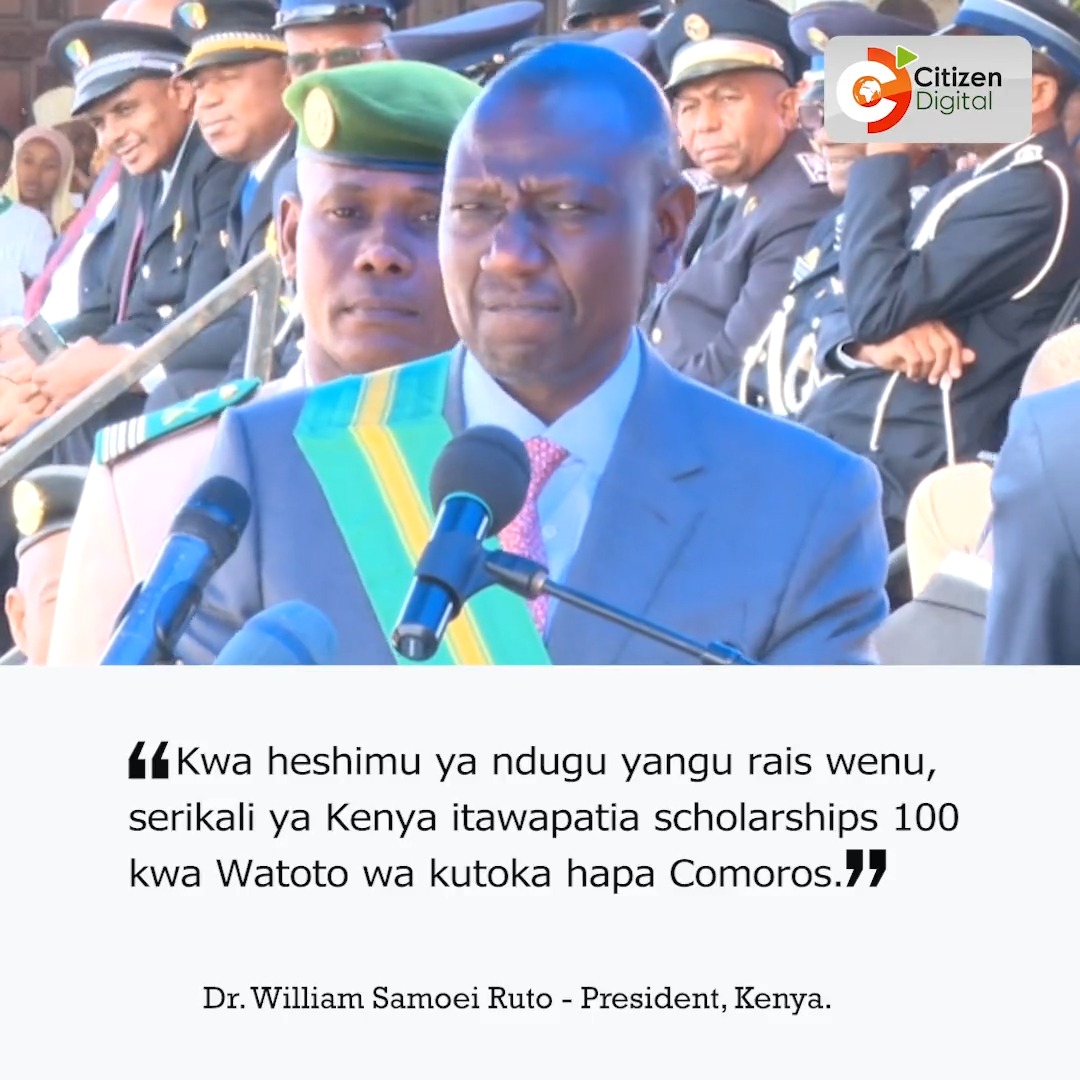 President William Ruto offers 100 scholarships for Comoros students to study in Kenya
