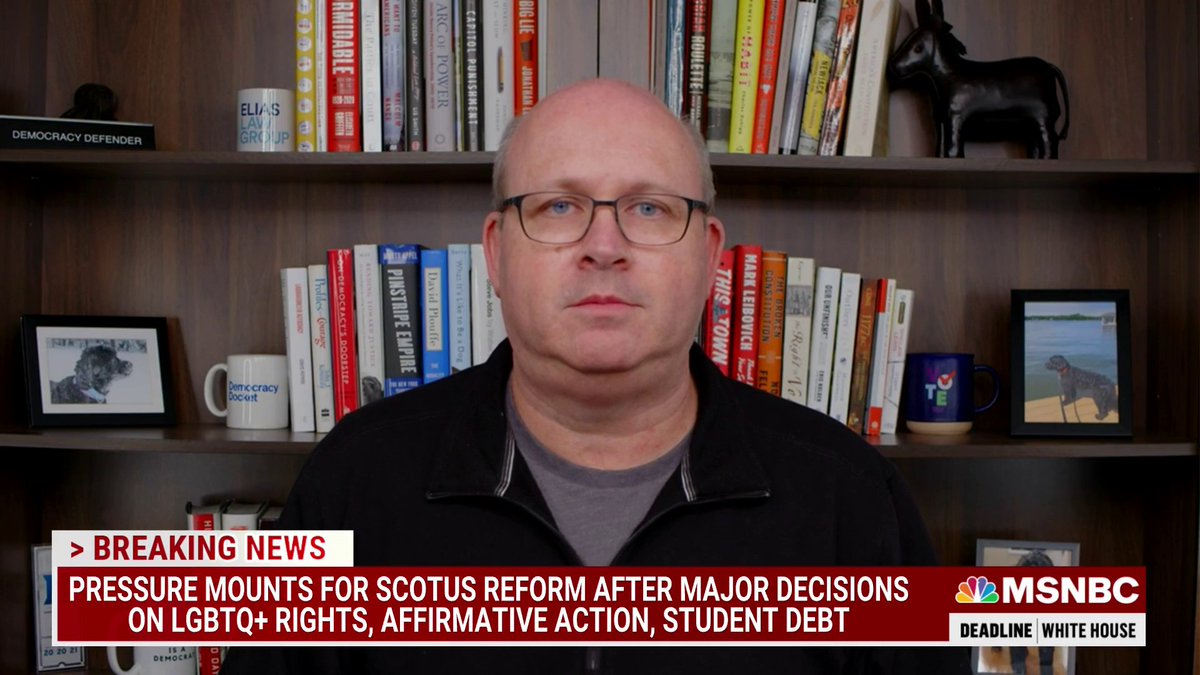 "What I found distressing about the [Chief Justice's] critique is...he blamed it on the dissents...if the Supreme Court has dismal approval ratings...that's the fault of the majority's inability... to persuade the American public" Marc E. Elias w/ Nicolle Wallace