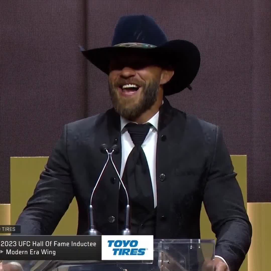 Cowboy at a loss for words to start his speech 🥹 #UFCHOF