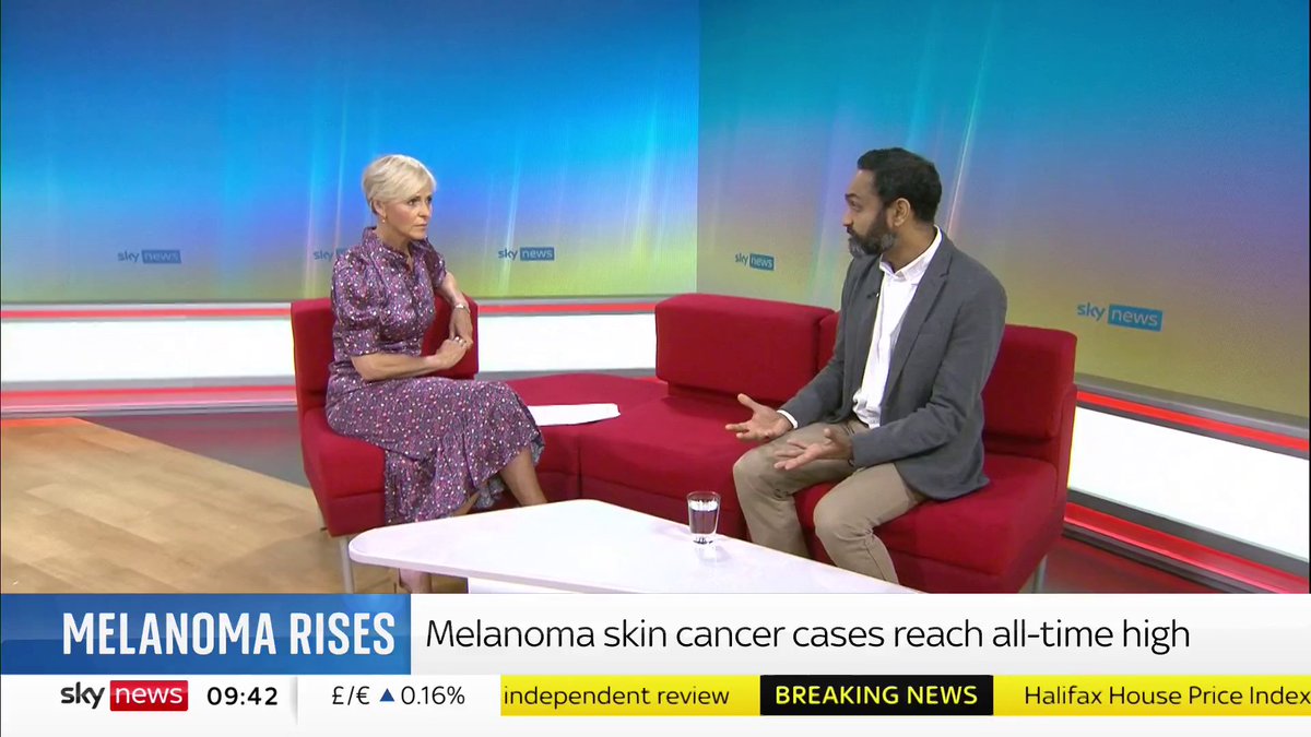 Melanoma skin cancer cases have reached an all-time high of 17,500 per year in the UK Director of Cancer Intelligence for Cancer Research UK Naser Turabi explains how 'UV exposure from potentially decades ago' is behind the increase in cases. 📺 Sky 501