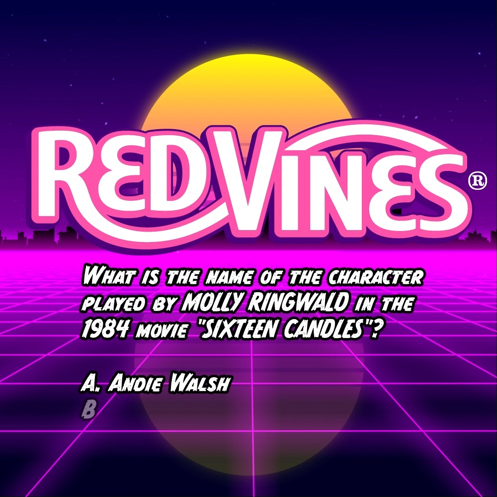 🍿🎬It's time for #RedVinesSummer 80s Movie Trivia! 🎬🍿 Test your knowledge of classic 80s movies and WIN a #RedVines Prize Package! All you have to do is leave a COMMENT by Tuesday with the correct answer for a chance to WIN. 🤩 Don't forget to Share! #PeaceLoveandVines