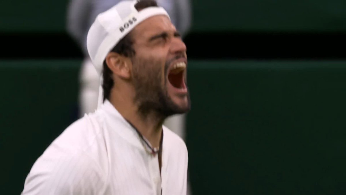 Magnifico 🤌 Matteo Berrettini blasts his way into the fourth round defeating No.19 seed Alexander Zverev in straight sets, 6-3, 7-6(4), 7-6(5) 🔥 #Wimbledon
