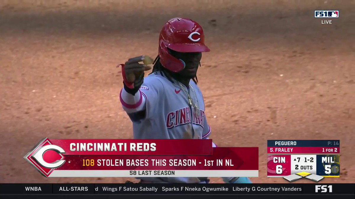 Elly De La Cruz just stole 2nd, 3rd and home on 2 pitches 😳