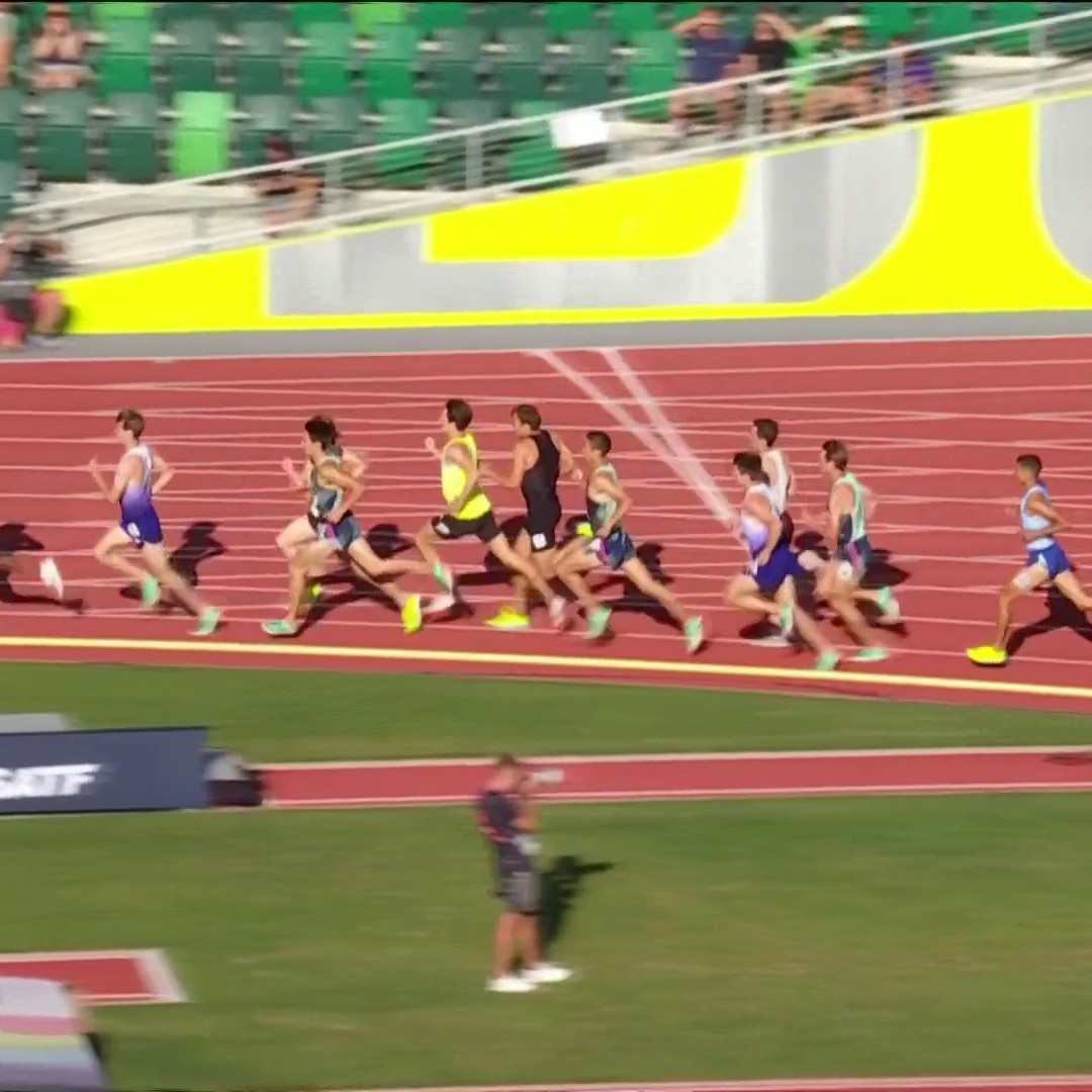 THE GOOSE IS LOOSE Yared Nuguse wins the U.S. 1500m title in 3:34.90. Close in 53.2 for the final 400m. Washington’s Joe Waskom takes second to qualify for his first World Championship team. Cole Hocker takes third.