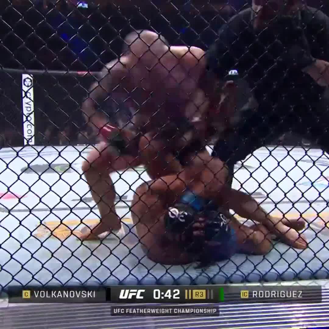 STILL KING OF THE FEATHERWEIGHTS 👑🇦🇺 @AlexVolkanovski stops Yair Rodriguez in Round 3!! #UFC290