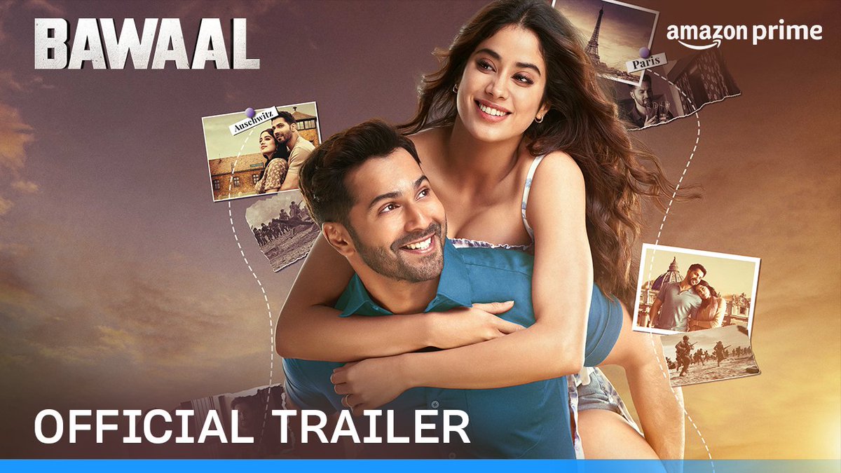 pyaar se bawaal tak ka ek safar! 💙 produced by #SajidNadiadwala and directed by Nitesh Tiwari #BawaalOnPrime, July 21 trailer out now Varun Dhawan #JanhviKapoor Ashwiny Iyer Tiwari Warda S Nadiadwala 🐎 Nadiadwala Grandson Earthsky Pictures #PiyushGupta #ShreyasJain #NikhilMehrotra T-Series