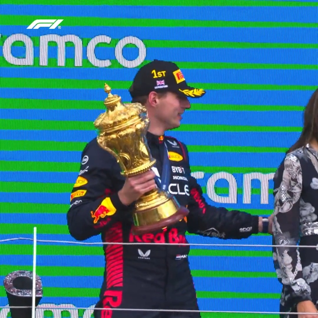 Max, Lando and Lewis were so excited to celebrate... that they forgot about the trophy 😂 #BritishGP #F1