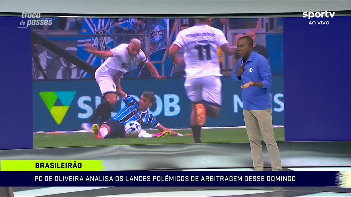 Ao analisar lance envolvendo Marçal e Bitello, PC de Oliveira diz que não marcaria pênalti para o Grêmio. Concordam? 🧐