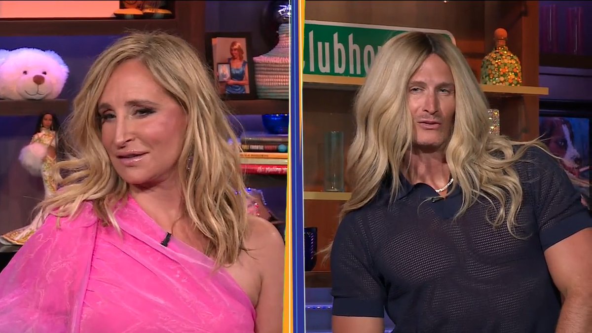 You're not seeing double. You're seeing trouble! 😜💕 Sonja Morgan Andy Cohen #WWHL